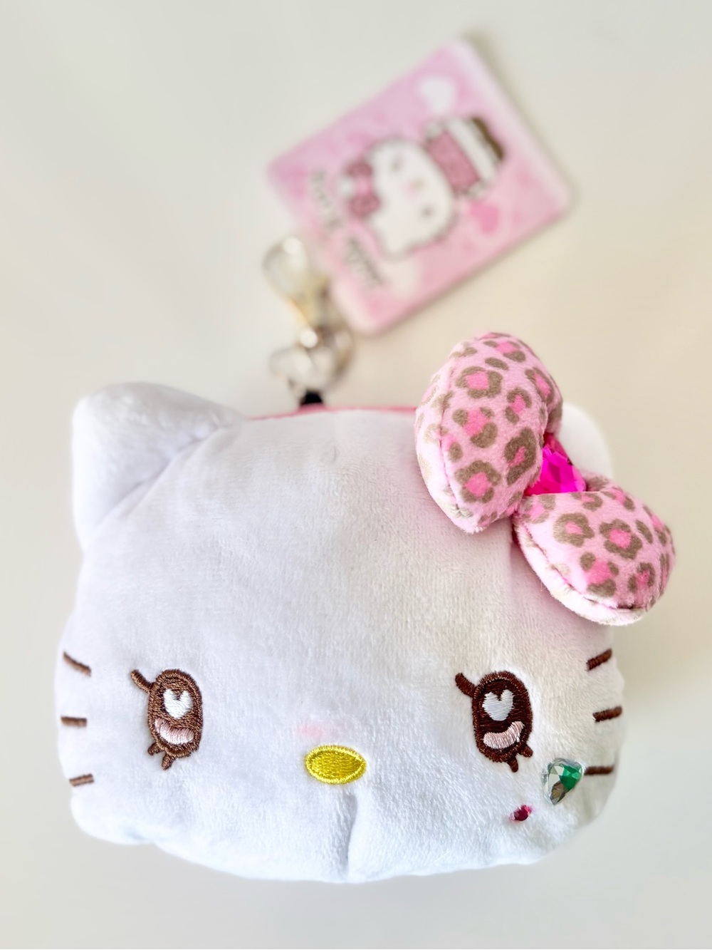 Hello Kitty Japan Exclusive Gyaru Series Plush Pouch Keychain w Leopard Bow NWT